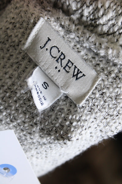 J Crew Womens Cotton Long Sleeve Open Front Sweater Cardigan White Black Size S