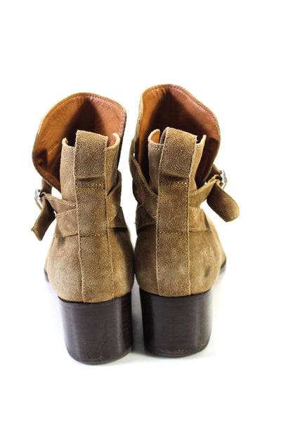 Rag & Bone Womens Suede Belted Pull On Ankle Boots Cider Brown Size 38 8