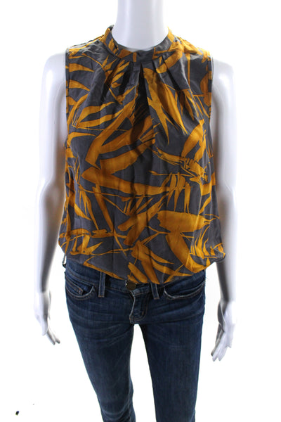 Rory Beca COOP Barneys New York Womens Silk Tank Top Gray Yellow Size Small