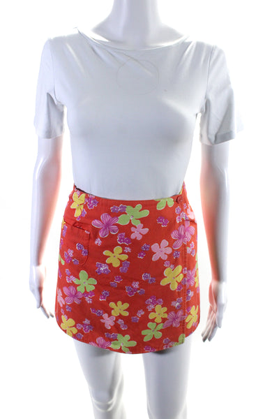 Lilly Pulitzer Women's A-Line Pockets Wrap Floral Mini Skirt Size 2