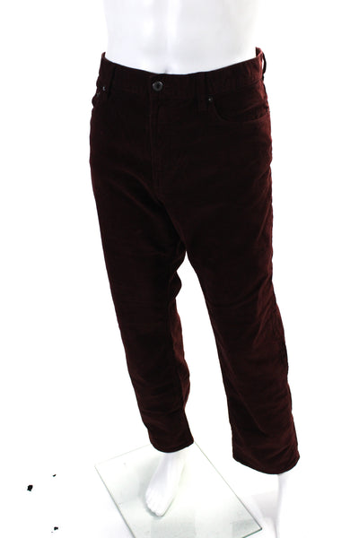 J Crew Men's Button Closure Flat Front Straight Leg Pant Burgundy Size 38