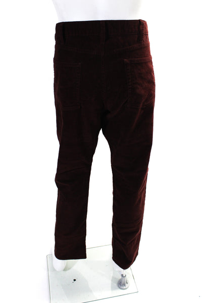 J Crew Men's Button Closure Flat Front Straight Leg Pant Burgundy Size 38