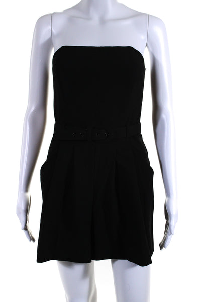 Black Halo Womens Strapless Sweetheart Belted Romper Black Size 6