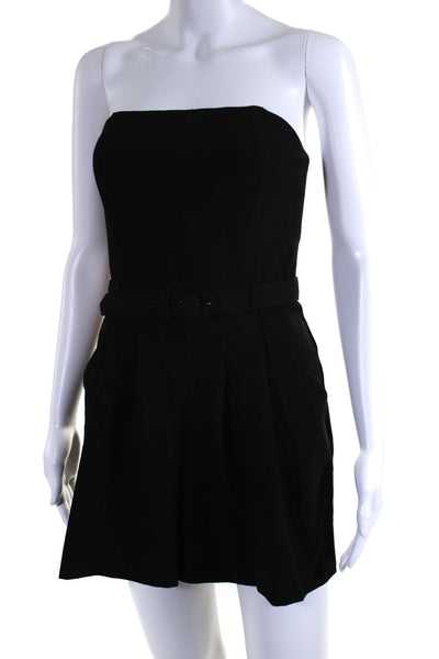 Black Halo Womens Strapless Sweetheart Belted Romper Black Size 6