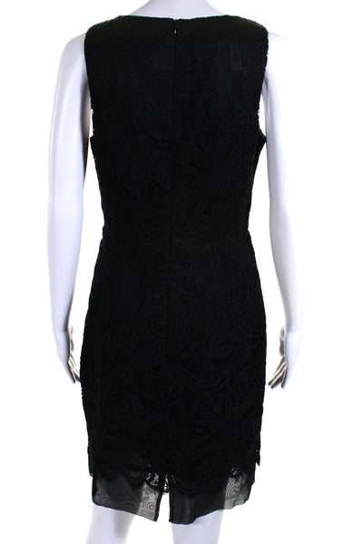 Milly Womens V Neck Lace Sleeveless Bodycon Sheath Dress Black Size 6