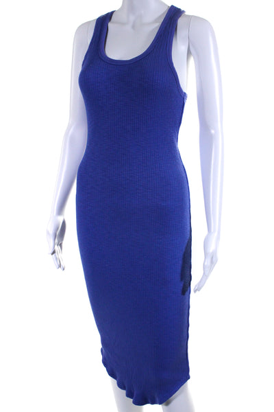 Sundry Womens Ribbed Jersey Racerback Midi Tank Sheath Dress Blue Size 2