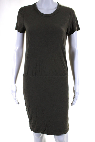 Standard James Perse Womens Short Sleeve Tee Shirt Sheath Dress Olive Size 2