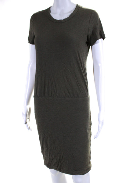 Standard James Perse Womens Short Sleeve Tee Shirt Sheath Dress Olive Size 2