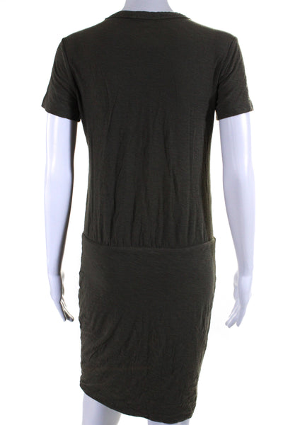 Standard James Perse Womens Short Sleeve Tee Shirt Sheath Dress Olive Size 2