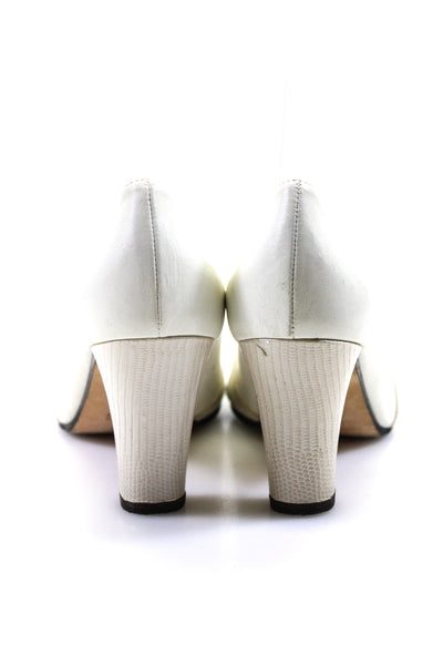 Taryn Rose Womens Leather Peep toe Slip On Pumps White Size 8