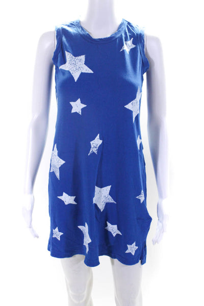 Current/Elliott Womens Sleeveless Crew Neck Mini Star Dress Blue Cotton Size 0