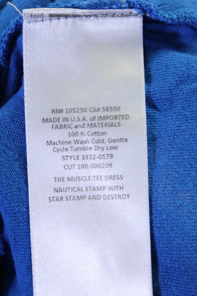 Current/Elliott Womens Sleeveless Crew Neck Mini Star Dress Blue Cotton Size 0