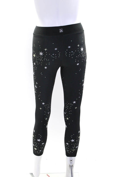 Ultracor Women's Elastic Waist Star Print Cropped Legging Black Size S