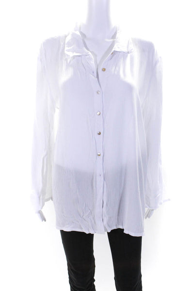 Lovers + Friends Women's Collared Long Sleeves Button Down Shirt White Size XS