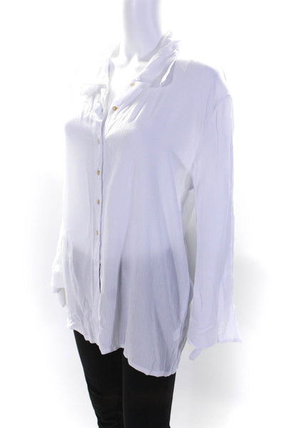 Lovers + Friends Women's Collared Long Sleeves Button Down Shirt White Size XS