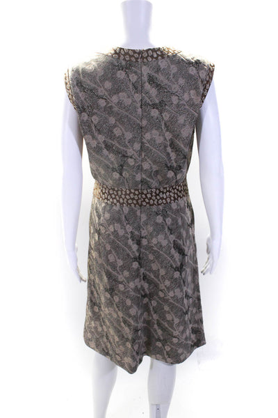 Gregory Parkinson Womens Brown Silk Blend Floral Sleeveless Shift Dress Size 10