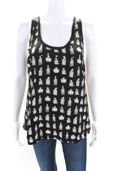 Joie Womens Silk Perfume Bottle Graphic Print Sleeveless Top Black Pink Size S