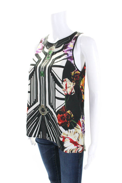 Clover Canyon Womens Floral Print Cross Back Sleeveless Top Multicolor Size XS