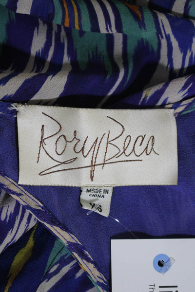 Rory Beca Womens Silk Abstract Print Scoop Neck Racerback Tank Purple Size XS