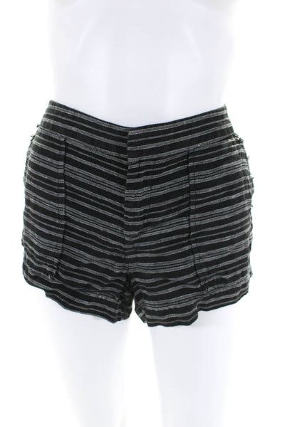 Joie Womens Striped Print Low Rise Mini Shorts Black White Size 0