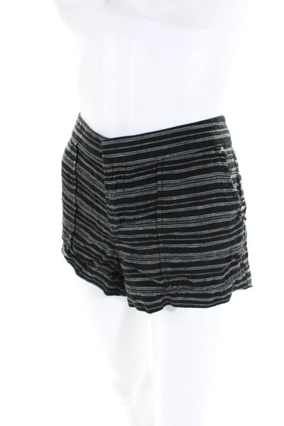 Joie Womens Striped Print Low Rise Mini Shorts Black White Size 0