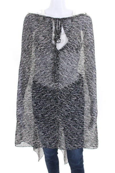 Ramy Brook Womens Printed Chiffon V Neck Midi Cover Up Dress Gray One Size