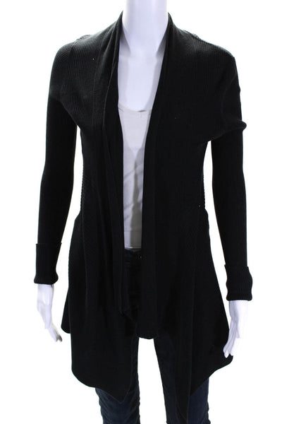 Amanda Uprichard Womens Black Silk V-Neck Long Sleeve Blouse Top Size S