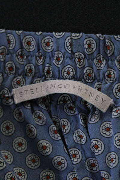 Stella McCartney Womens Floral Print Silk Pajama Pants Blue White Size Medium