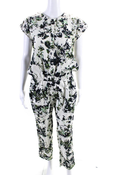 Ranna Gill Women's Sleeveless Cinch Waist Straight Leg Jumpsuit Floral Size M