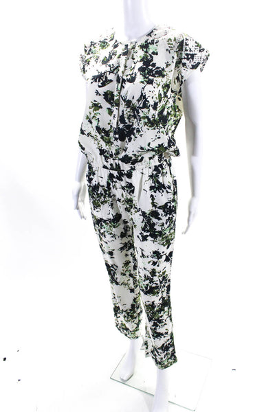 Ranna Gill Women's Sleeveless Cinch Waist Straight Leg Jumpsuit Floral Size M