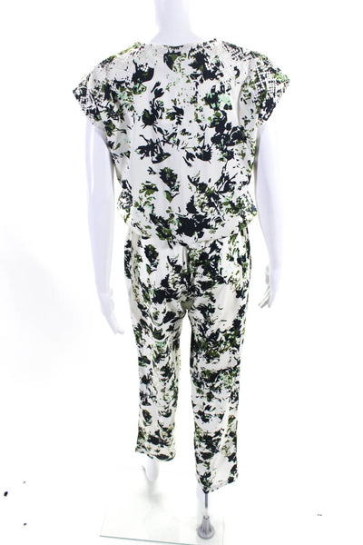 Ranna Gill Women's Sleeveless Cinch Waist Straight Leg Jumpsuit Floral Size M