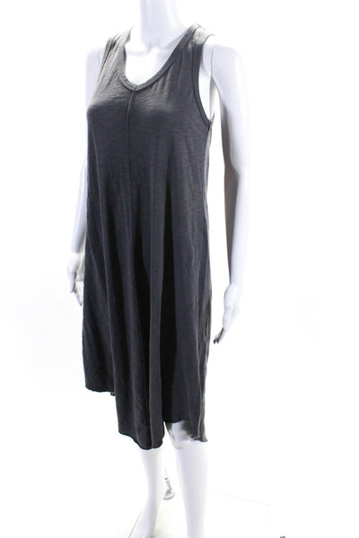 Leallo Women's V-Neck Sleeveless A-Line Midi Dress Charcoal Gray Size S