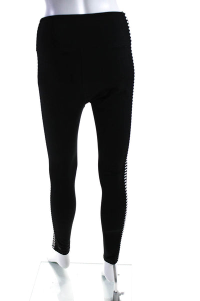 Splits59 Womens Stretch Striped High-Rise Activewear Leggings Black Size L