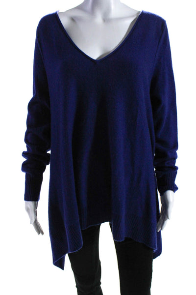 C by Bloomingdales Womens Cashmere V-Neck Pullover Sweater Top Blue Size XL