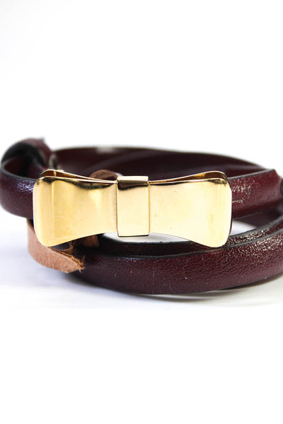 Sandro Womens Dark Red Leather Super Skinny Buckle Belt Size T1/XS