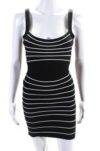 Herve Leger By Max Azria Womens Sleeveless Body Con Dress Black White Size Small