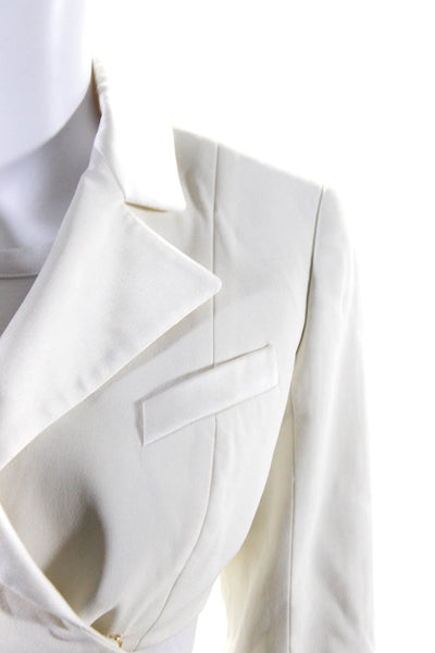 Balmain Womens Wide Lapel Button Closure Cropped Wrap Blazer White Size EUR 38