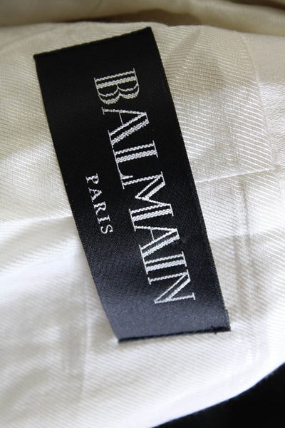 Balmain Womens Wide Lapel Button Closure Cropped Wrap Blazer White Size EUR 38