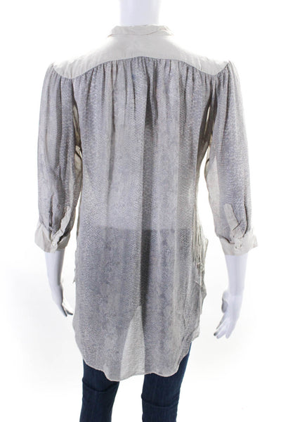 Wilfred Womens Silk Snakeskin Print Long Sleeve Button Down Blouse Gray Size XS