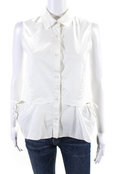 O'2nd Womens Cotton Sleeveless Button Down Collared Blouse White Size 2