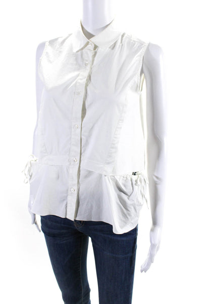 O'2nd Womens Cotton Sleeveless Button Down Collared Blouse White Size 2