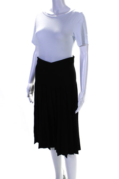 Apparalel Womens Jersey Elastic Waist Pleated Unlined Midi Skirt Black Size L