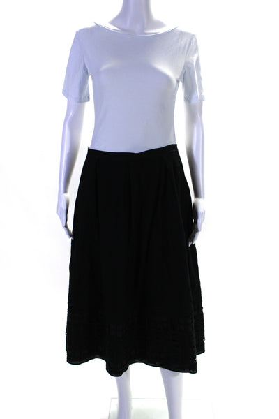 Sea New York Womens Cotton Cage Embroidered Hem Midi A-Line Skirt Black Size 0