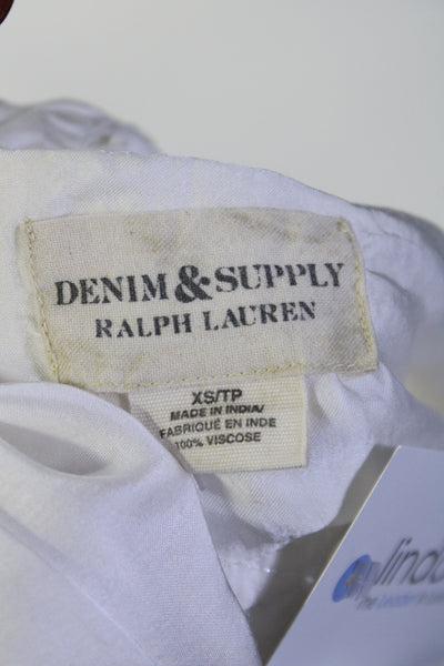 Denim & Supply By Ralph Lauren Womens Long Sleeve Lace Up Blouse White Size XS