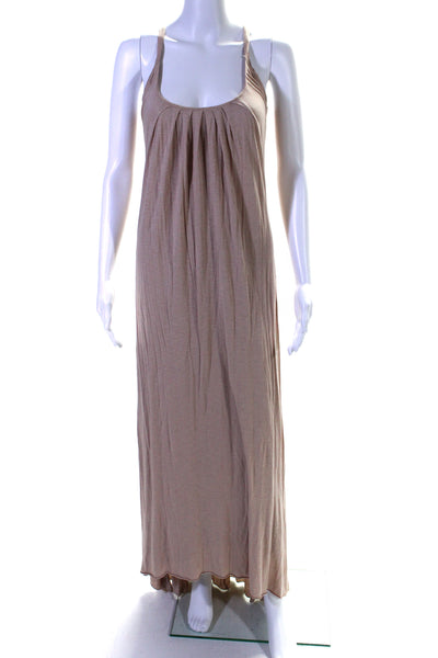 AG Womens Cotton Plated Scoop Neck Maxi Dress Pink Size S