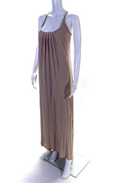 AG Womens Cotton Plated Scoop Neck Maxi Dress Pink Size S