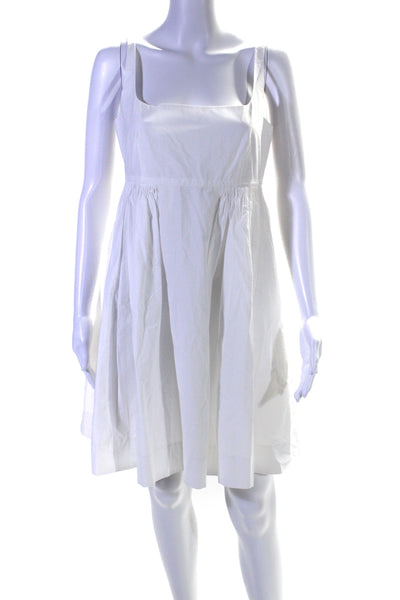 Rebecca Taylor Womens Cotton Scoop Neck Sleeveless A Line Dress White Size 2