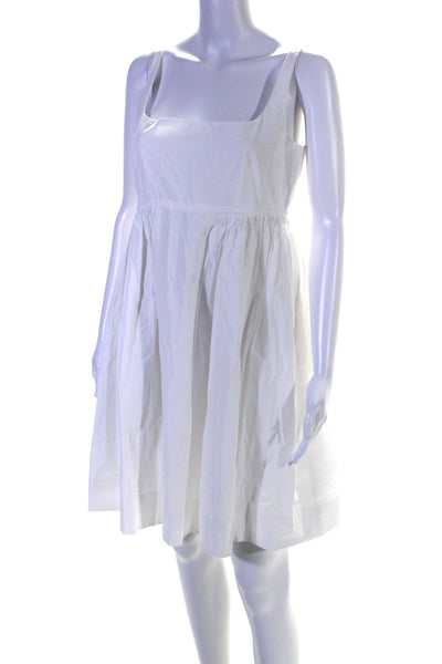 Rebecca Taylor Womens Cotton Scoop Neck Sleeveless A Line Dress White Size 2