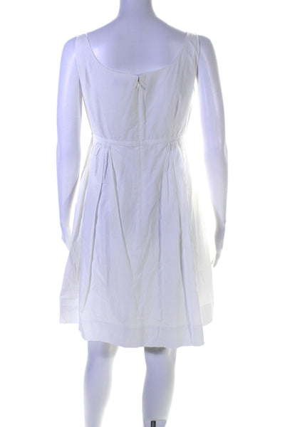 Rebecca Taylor Womens Cotton Scoop Neck Sleeveless A Line Dress White Size 2