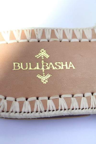 Bulibasha Womens Open Toe Woven Slip On Flat Sandals Beige Size 8